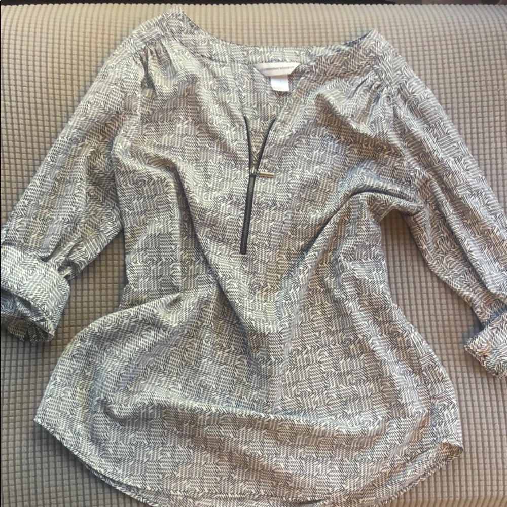 Geo Printed Black&White Christopher & Banks Blouse